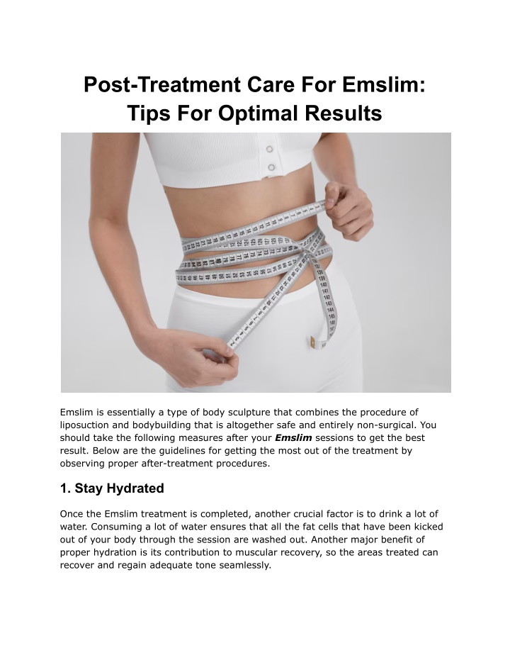 post treatment care for emslim tips for optimal