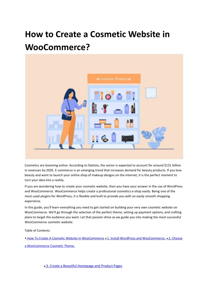 how to create a cosmetic website in woocommerce