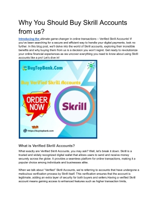 Why You Should Buy Skrill Accounts from us