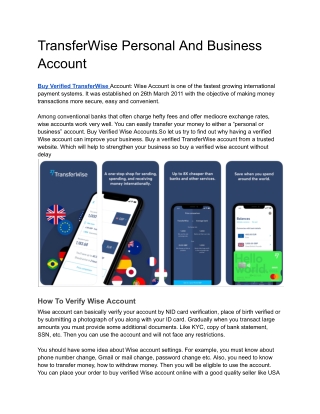 transferwise personal and business account