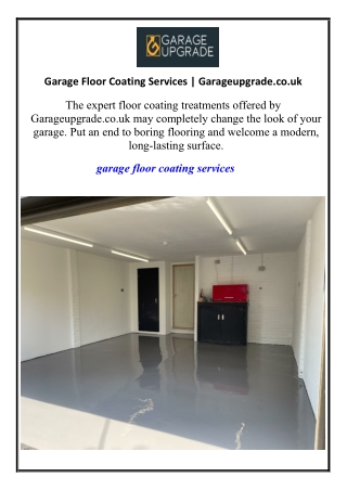 Garage Floor Coating Services Garageupgrade.co.uk