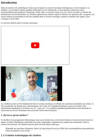 Le rôle des chatbots dans le secteur touristique