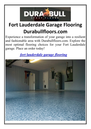 Fort Lauderdale Garage Flooring Durabullfloors.com