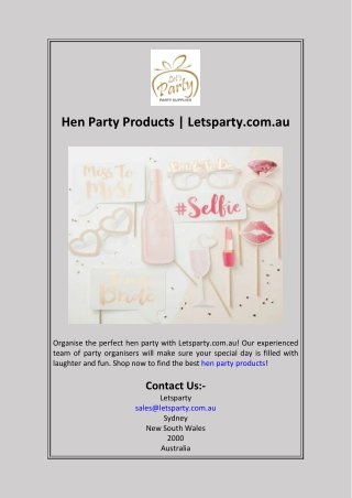 Hen Party Products  Letsparty.com.au