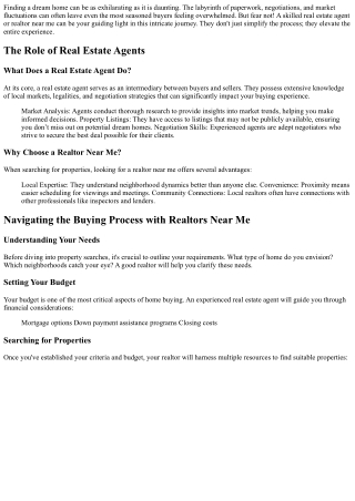 Realtors Near Me: How They Can Simplify Your Buying Experience