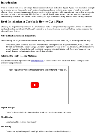 Roof Installation in Carlsbad: How to Get it Right