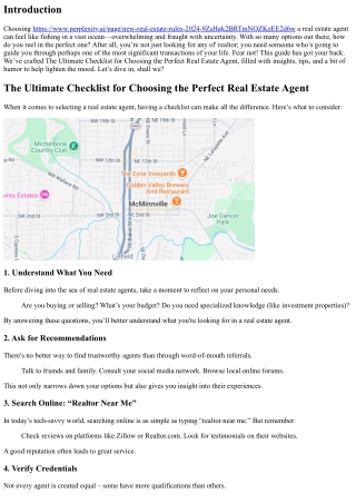 The Ultimate Checklist for Choosing the Perfect Real Estate Agent