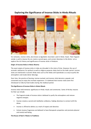 exploring the significance of incense sticks