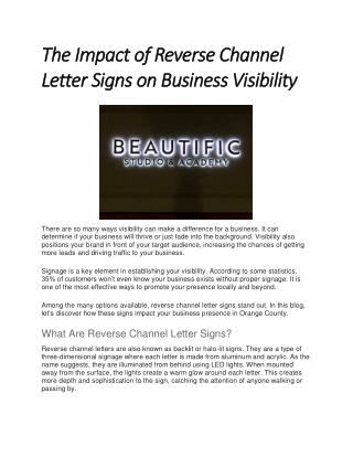 The Impact of Reverse Channel Letter Signs on Business Visibility