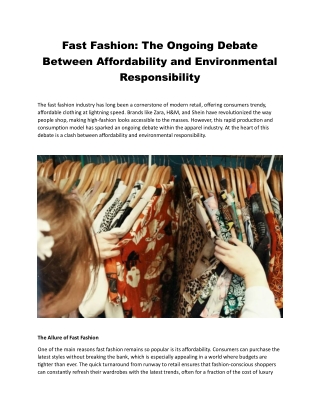 fast fashion the ongoing debate between