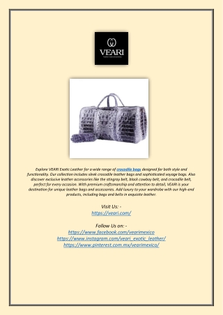 Buy Stunning Crocodile Handbags at VEARI Exotic Leather - Luxury Style