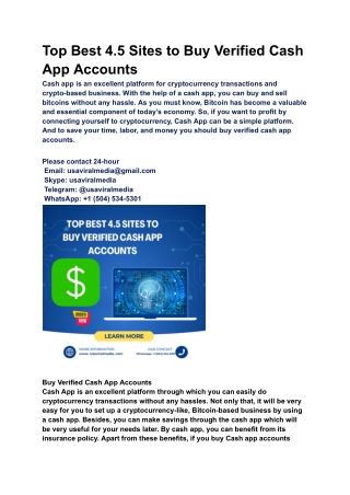 Top Best 4.5 Sites to Buy Verified Cash App Accounts