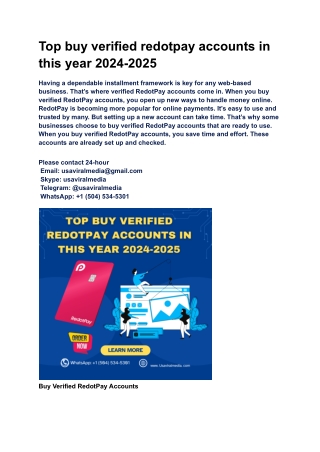 Top buy verified redotpay accounts in this year 2024-2025