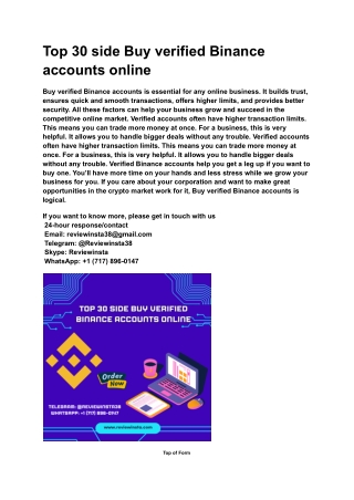 Top 30 side Buy verified Binance accounts online