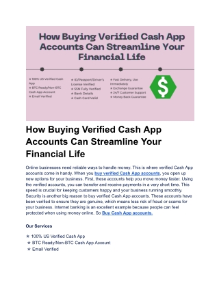 How Buying Verified Cash App Accounts Can Streamline Your Financial Life