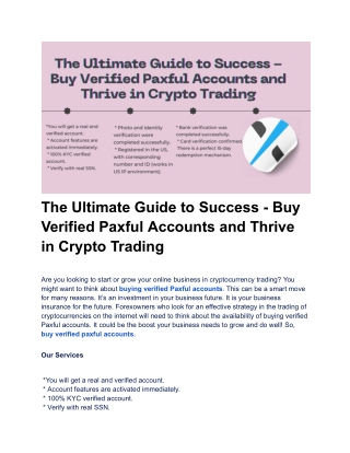 The Ultimate Guide to Success - Buy Verified Paxful Accounts and Thrive in Crypto Trading