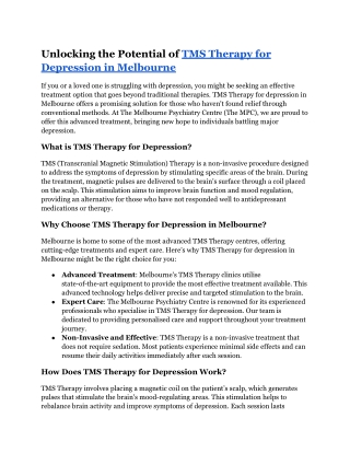 unlocking the potential of tms therapy