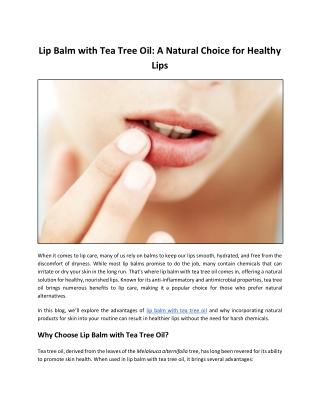 Lip Balm with Tea Tree Oil_ A Natural Choice for Healthy Lips
