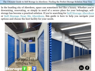 The Ultimate Guide to Self Storage in Aberdeen Finding the Perfect Storage Solution Near You