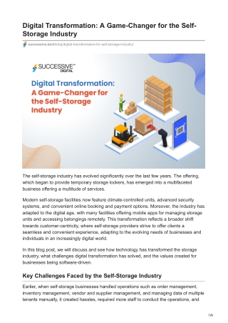 Digital Transformation A Game-Changer for the Self-Storage Industry