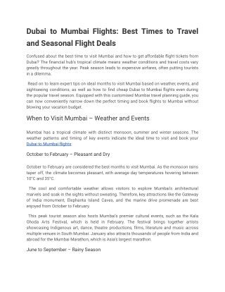 Dubai to Mumbai Flights_ Best Times to Travel and Seasonal Flight Deals
