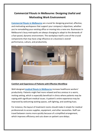 Commercial Fitouts in Melbourne Designing Useful and Motivating Work Environment