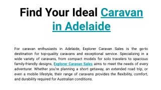 Find Your Ideal Caravan in Adelaide