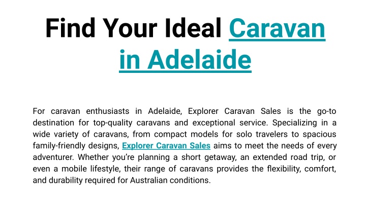 find your ideal caravan in adelaide