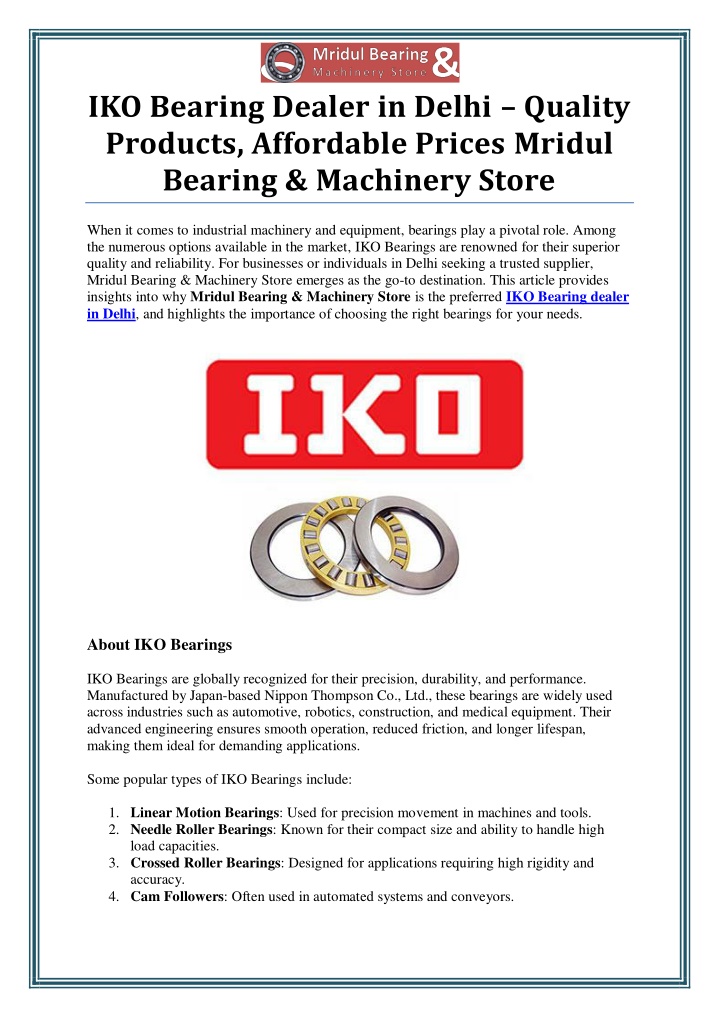 iko bearing dealer in delhi quality products