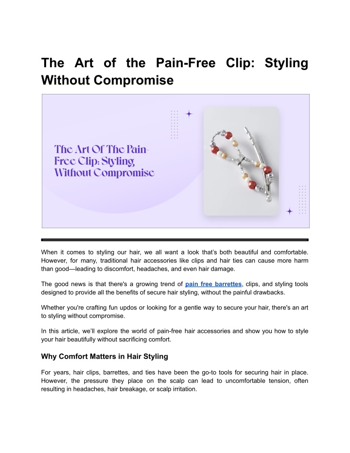 the art of the pain free clip styling without