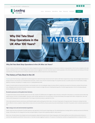 Why Did Tata Steel Stop Operations in the UK After 100 Years