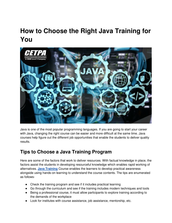 how to choose the right java training for you