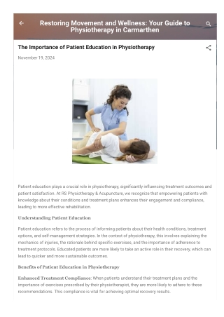 The Importance of Patient Education in Physiotherapy