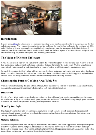 Developing the Perfect Ambiance with Stylish Kitchen Table Sets