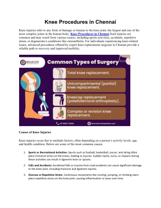 Knee Procedures in Chennai