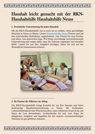 Haushalt leicht gemacht mit der RKN-Haushaltshilfe Haushaltshilfe Neuss