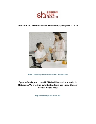 Ndis Disability Service Provider Melbourne | Speedycare.com.au