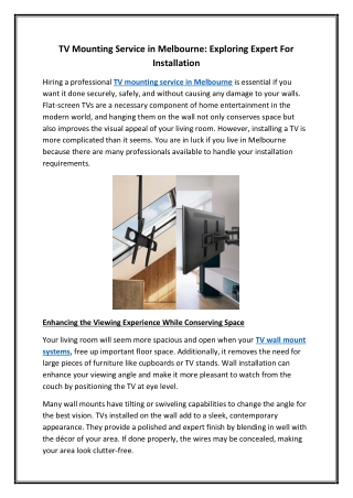 tv mounting service in melbourne exploring expert