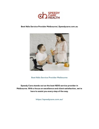 Best Ndis Service Provider Melbourne | Speedycare.com.au