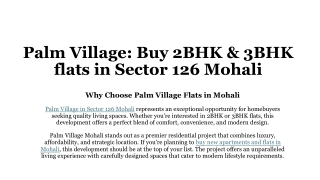 Palm Village flats in mohali