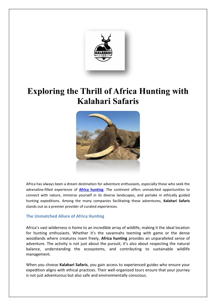 exploring the thrill of africa hunting with