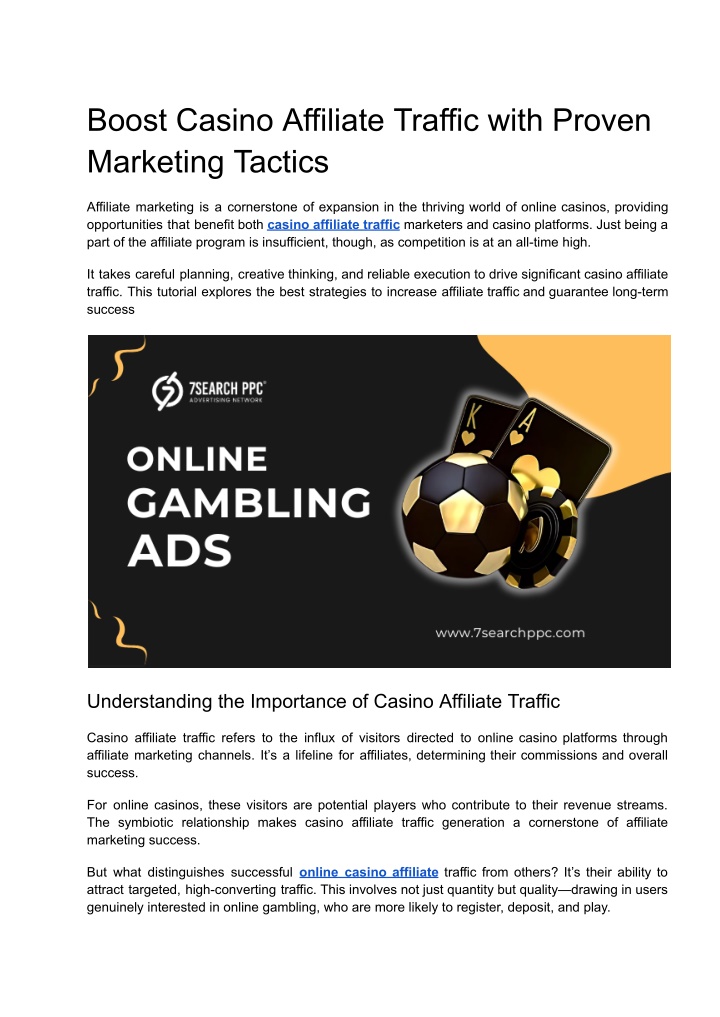 boost casino affiliate traffic with proven