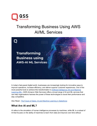 Transforming Business using AWS-AI ML services