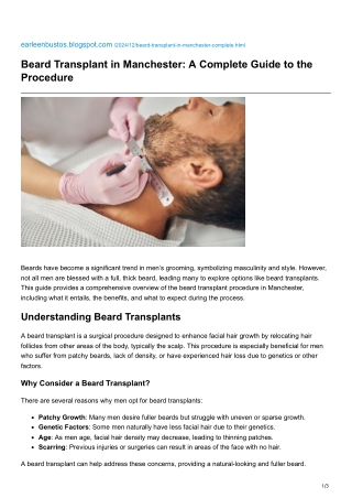 Beard Transplant in Manchester A Complete Guide to the Procedure