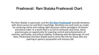 Prashnavali : Ram Shalaka Prashnavali Chart.