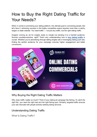 how to buy the right dating traffic for your needs
