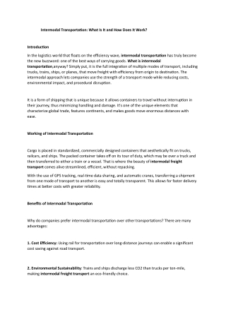 intermodal transportation what is it and how does