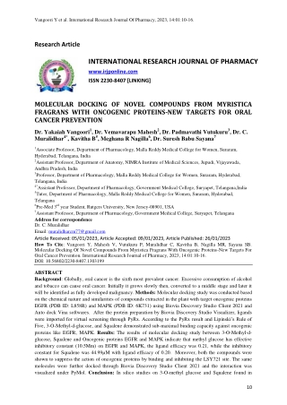 vangoori y et al international research journal