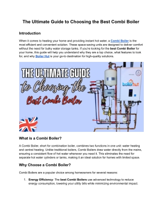 The Ultimate Guide to Choosing the Best Combi Boiler