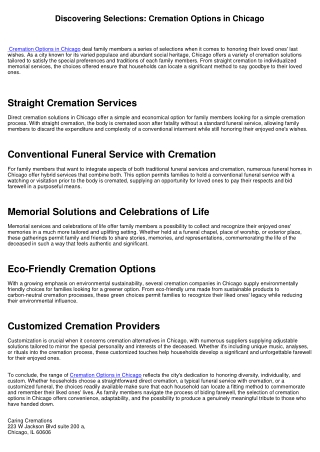 Exploring Options: Cremation Options in Chicago